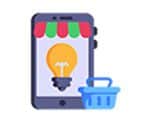 mobile icon with bulb and bucket