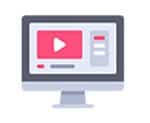 flat computer screen icon with youtube logo play button
